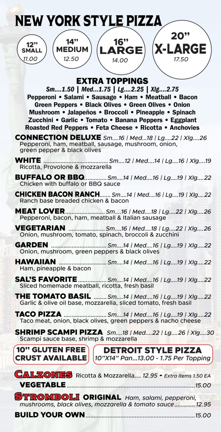 Classic Menu Pizza Connection in North Fort Myers