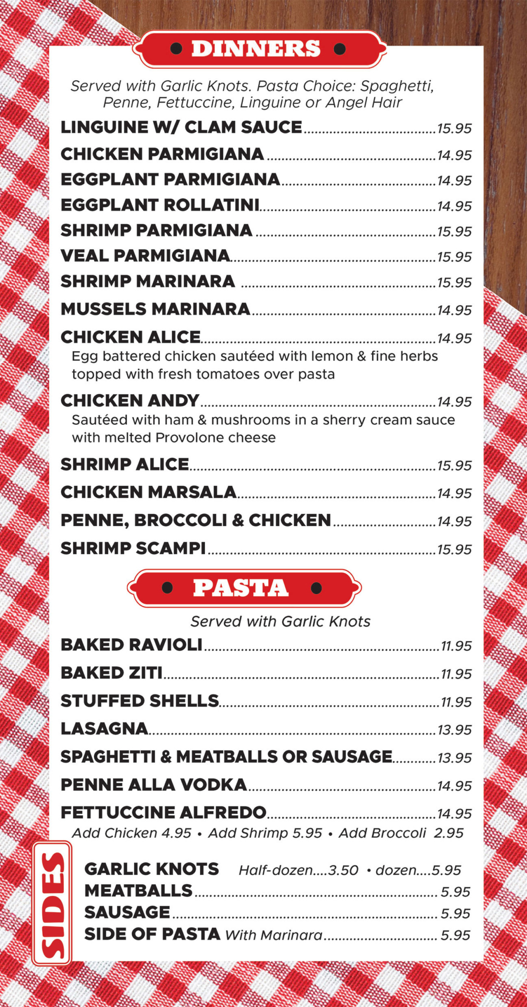 Classic Menu Pizza Connection in North Fort Myers